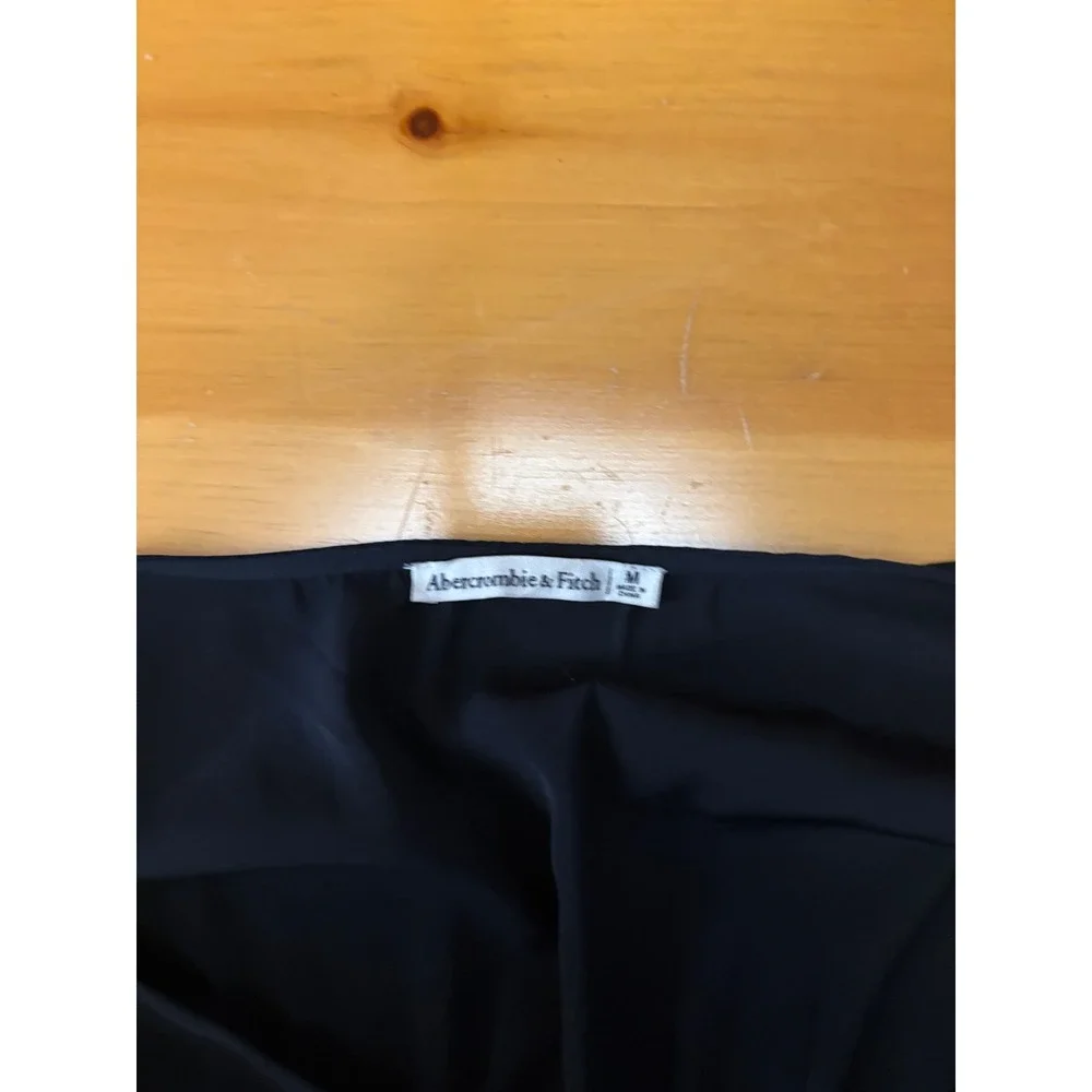 Abercrombie & Fitch Black‎ Tie-Front Ruched Smocked Long Sleeve Blouse Womens M